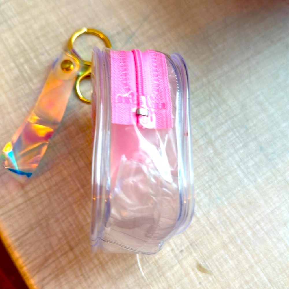 Colorful Monster Clear Iridescent Coin Purse Bag Charm AirPod Case w/ Keychain N - Picture 3 of 4